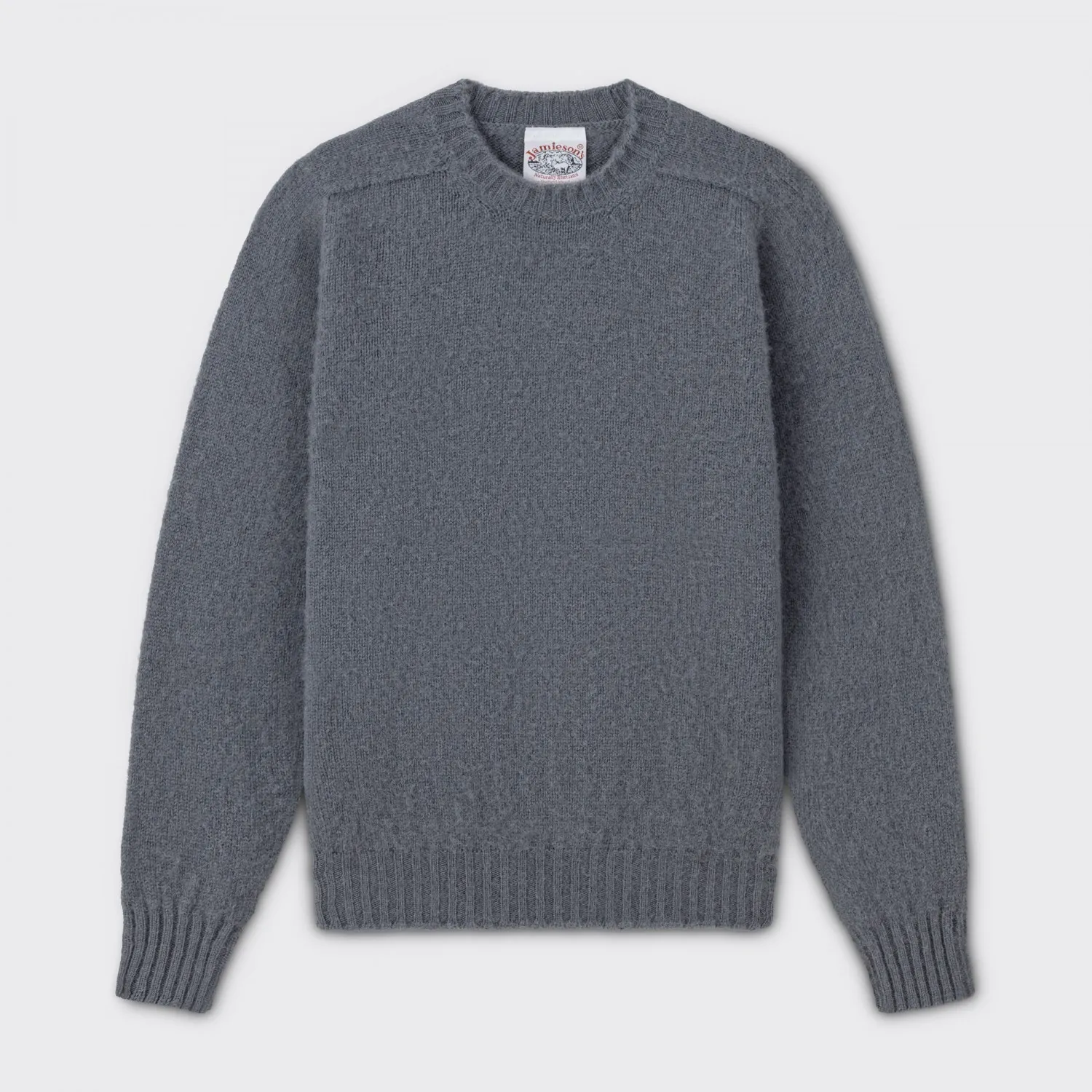 Jamieson's : Pull Col Rond Laine Peignée : Gris Colombe